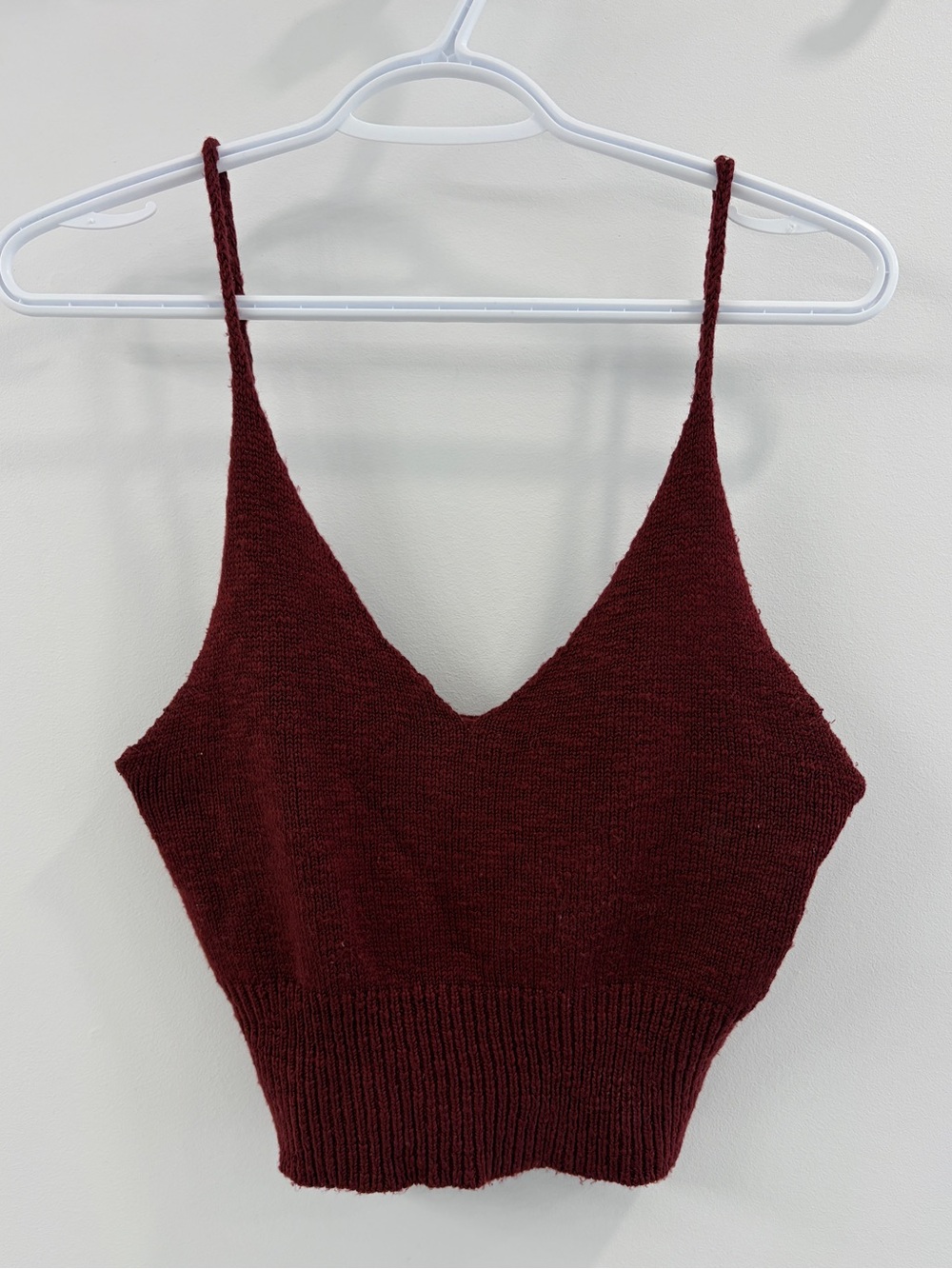 Women's V-Neck Knit Cami Top - Burgundy - Large